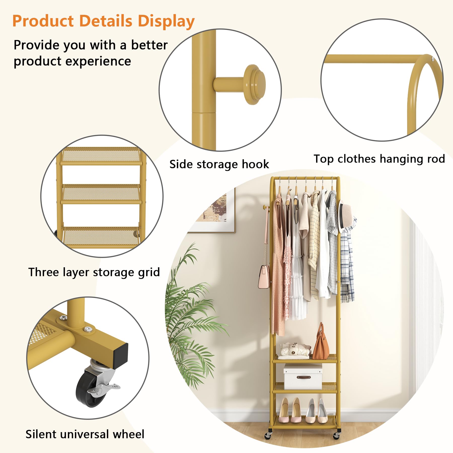 Estante de almacenamiento de varias capas de Metal de oro