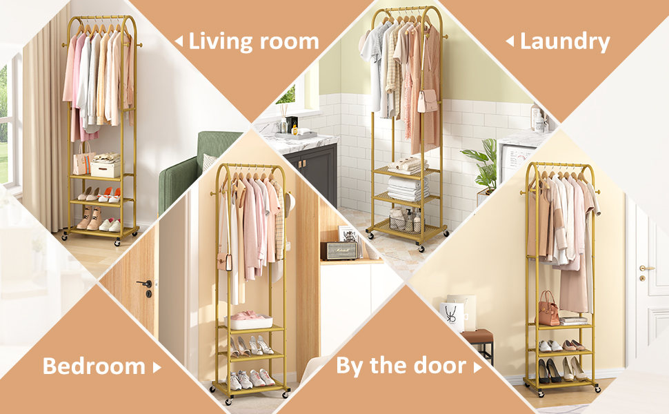 Estante de almacenamiento de varias capas de Metal de oro